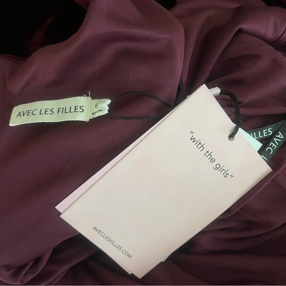 Avec Les Filles Burgundy Size 6 Velvet Mini Sleeveless Dress Romantic Goth - Picture 10 of 12